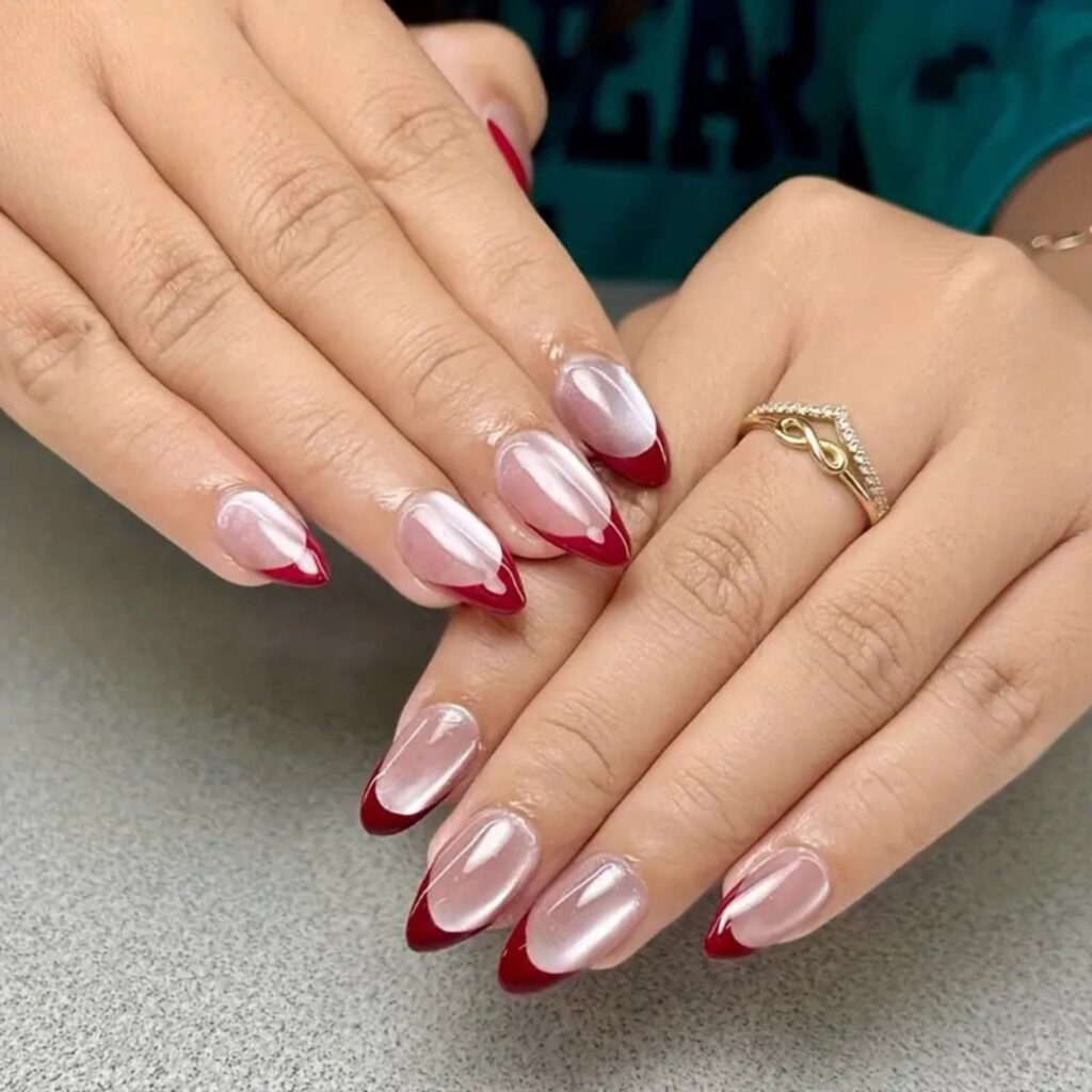 Cherry Red French nails