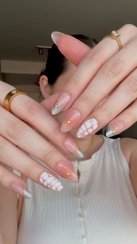 Silver Celestial Mix nails