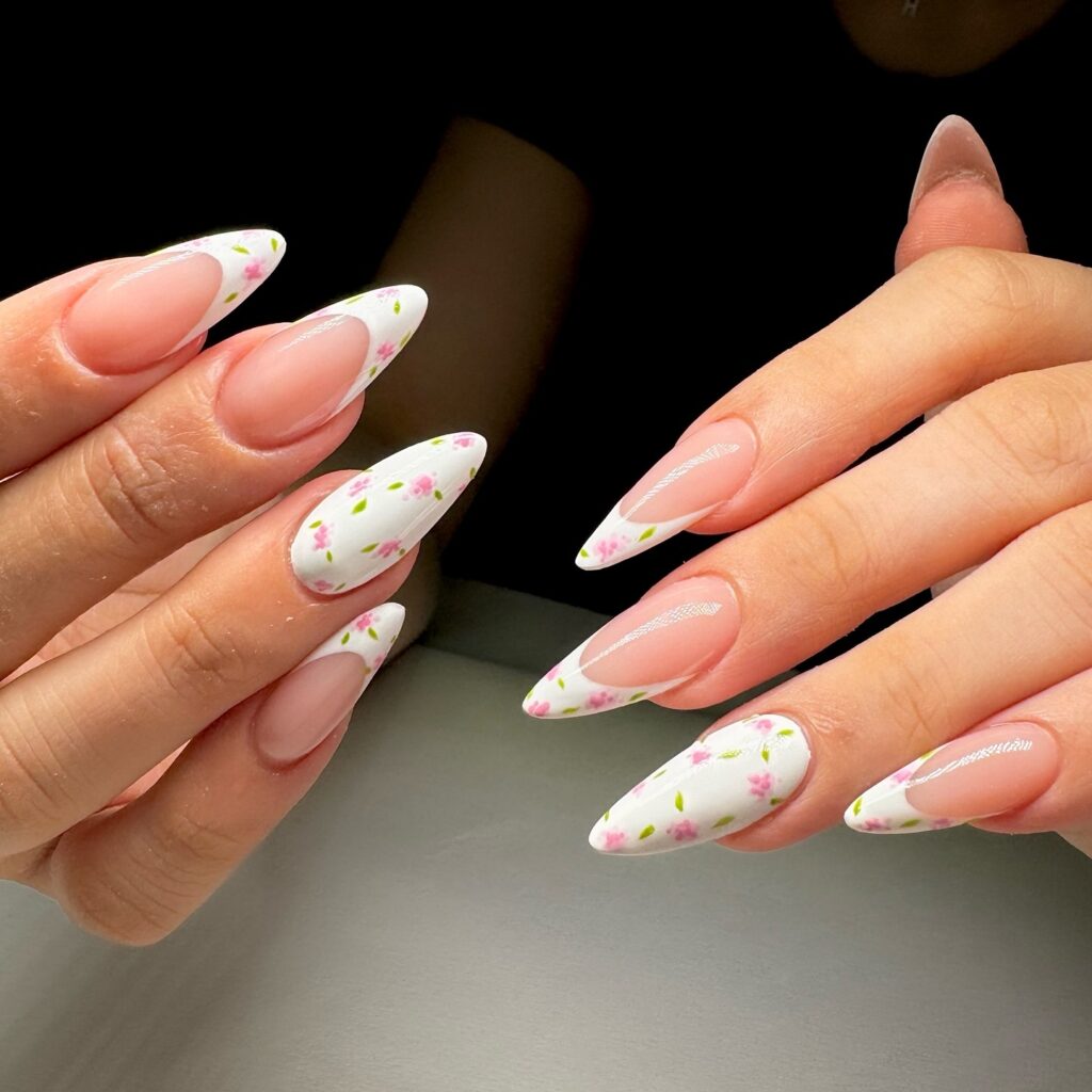 Ditsy Floral French nails