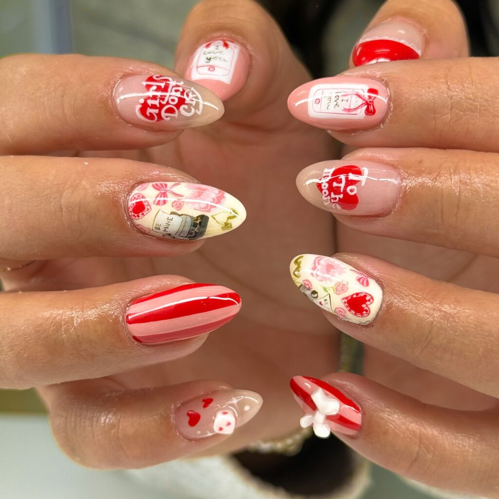 Vintage Valentine Story nails