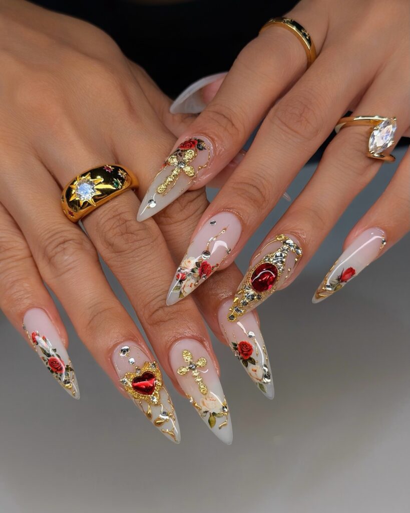 Baroque Rose Jewels nails