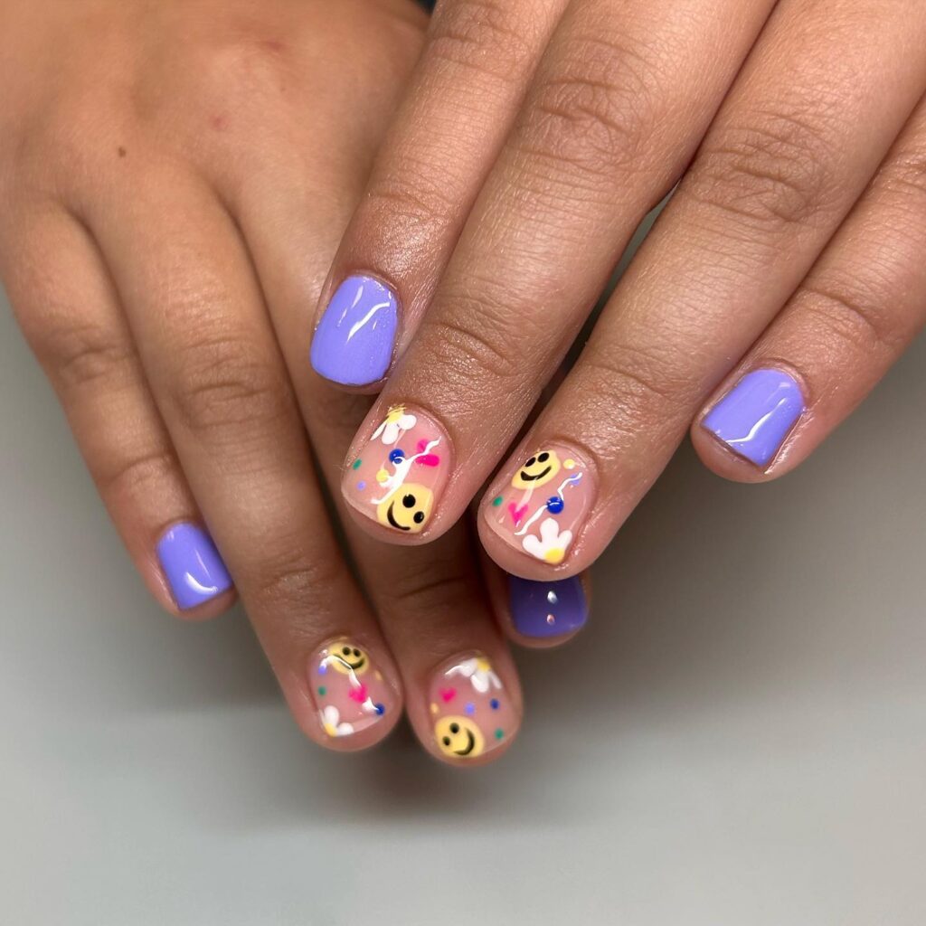 Smiley Periwinkle Mix nails