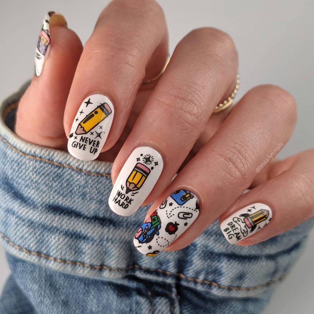 Motivational Doodle Nails