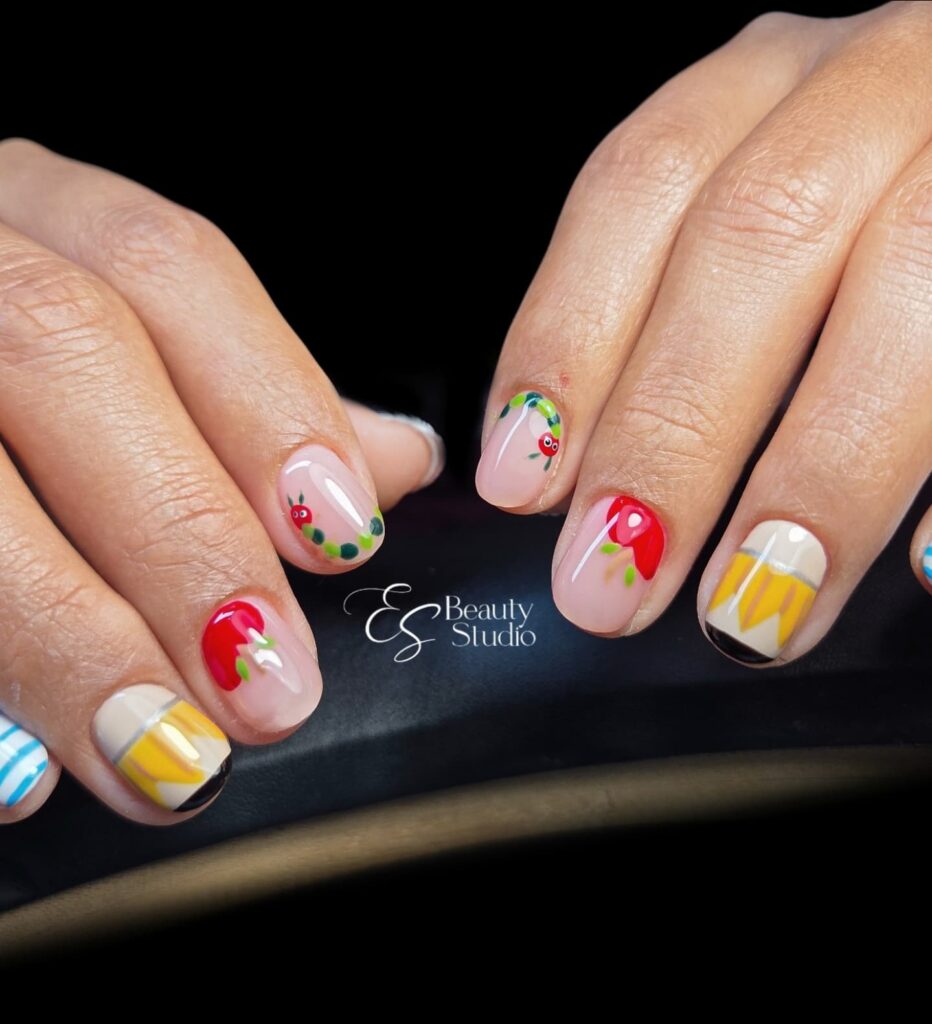 Pencil & Caterpillar nails