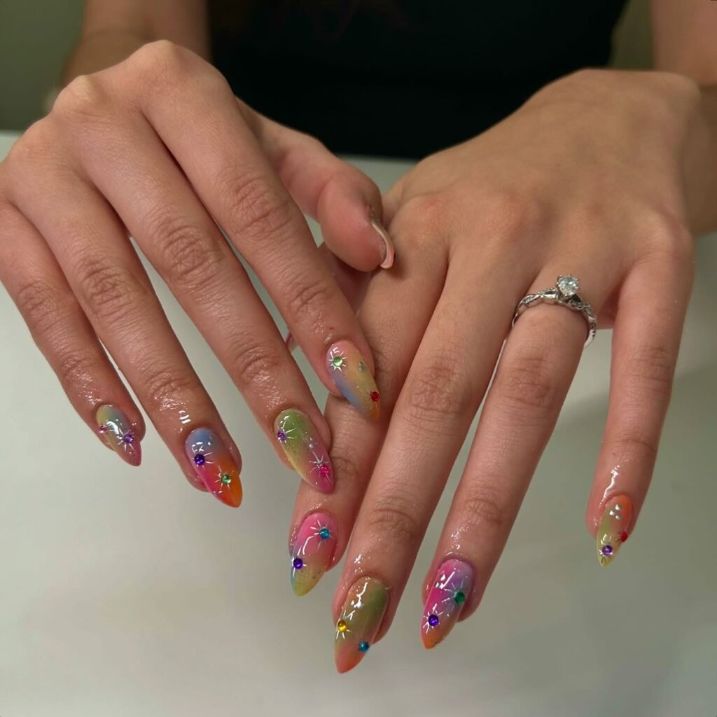 Rainbow Gem Storm nails
