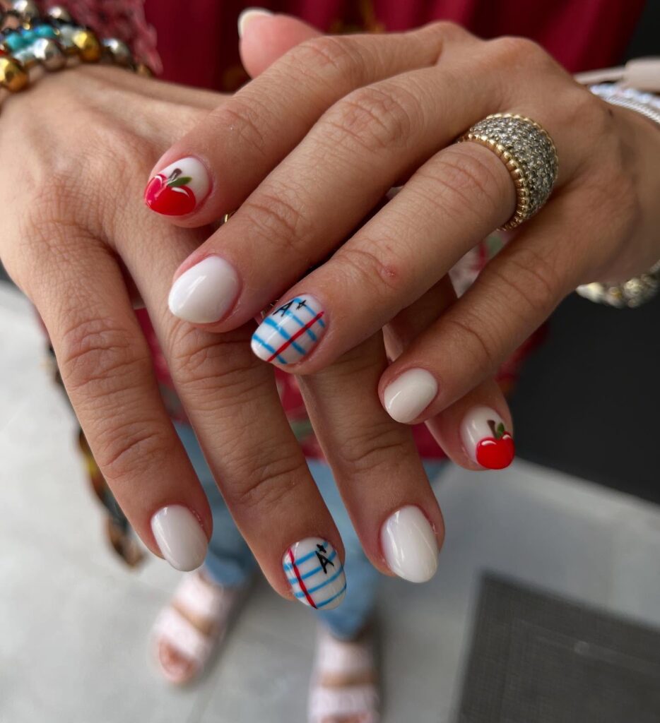 Apple for Teacher nails