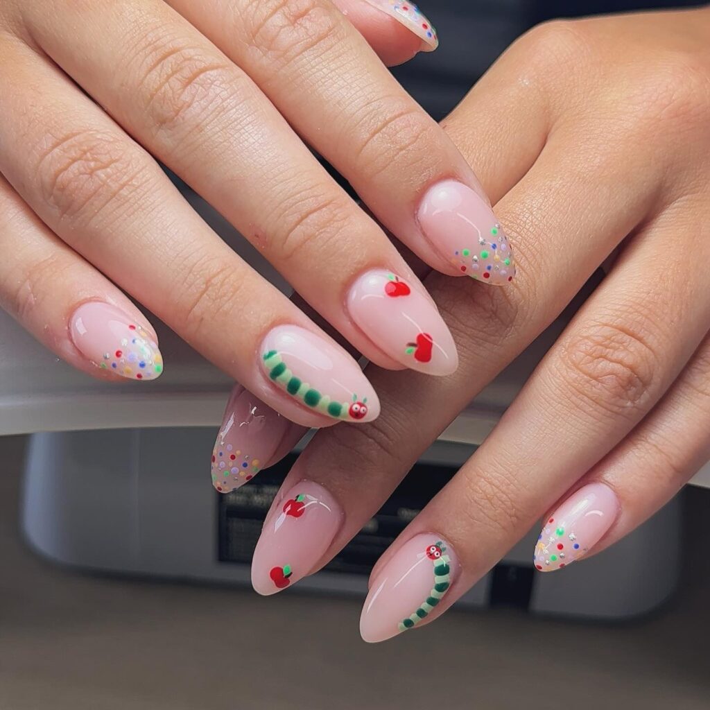 Caterpillar & Confetti nails