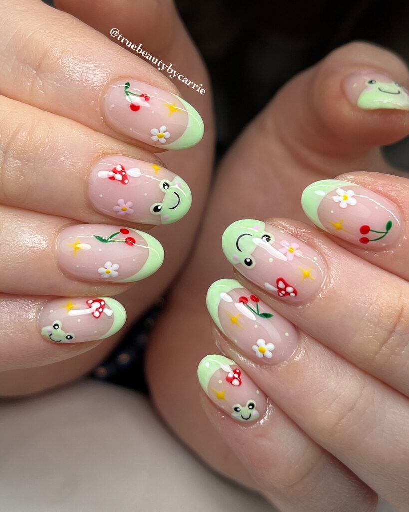 French Frog Garden nails