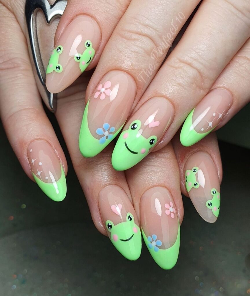 Electric Green Tips nails