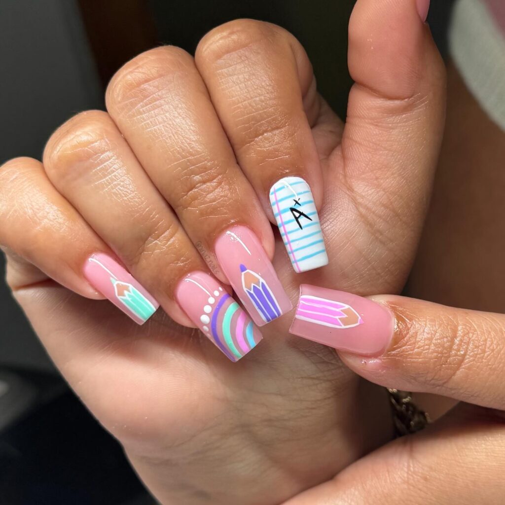 Pastel Pencil Pink nails