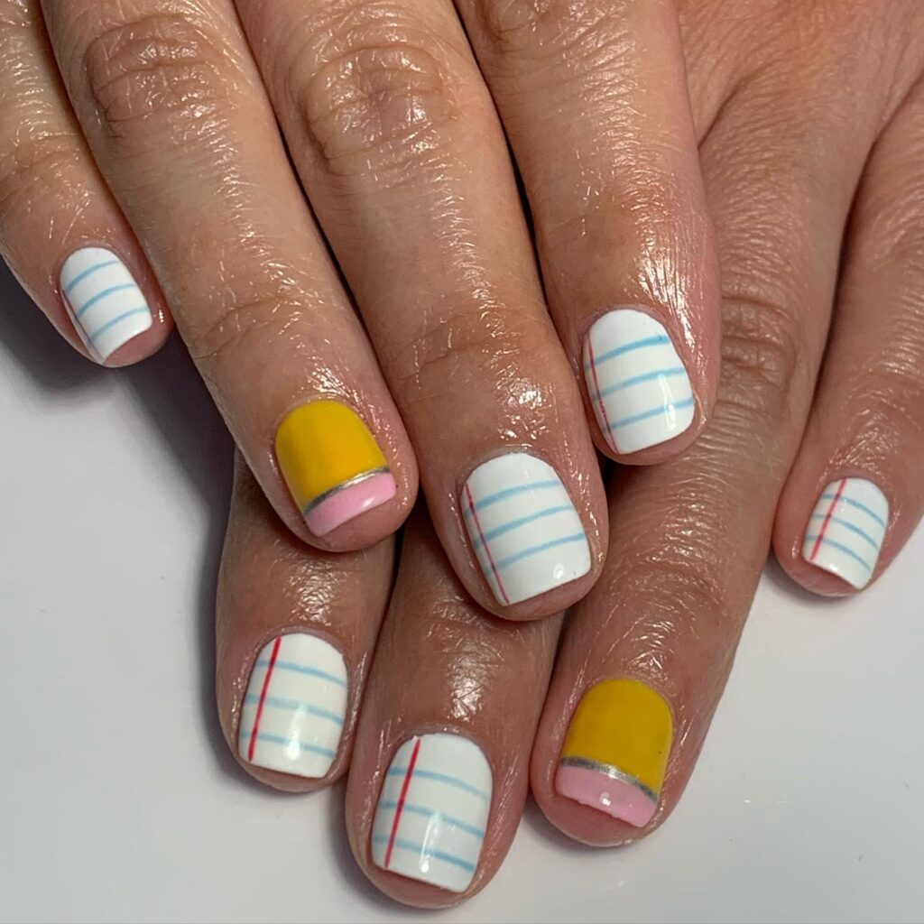 Notebook & Pencil Classic nails