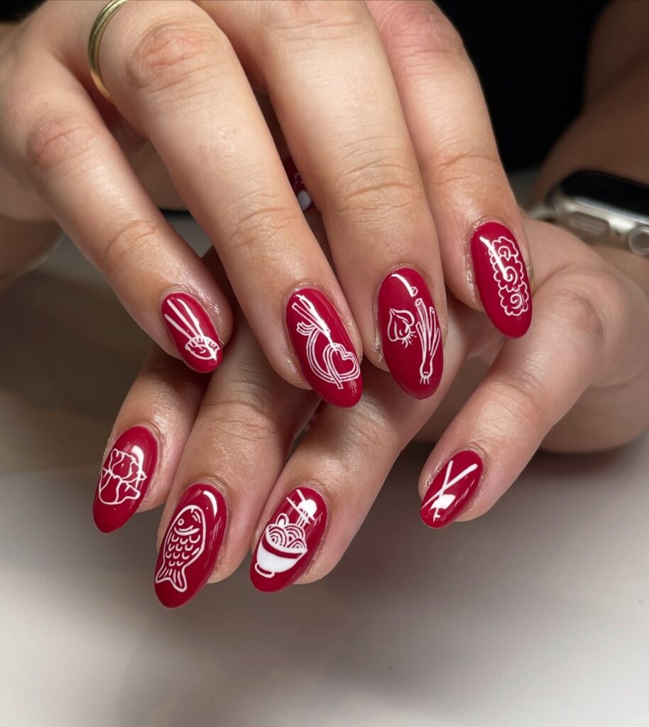 Red Line Art nails