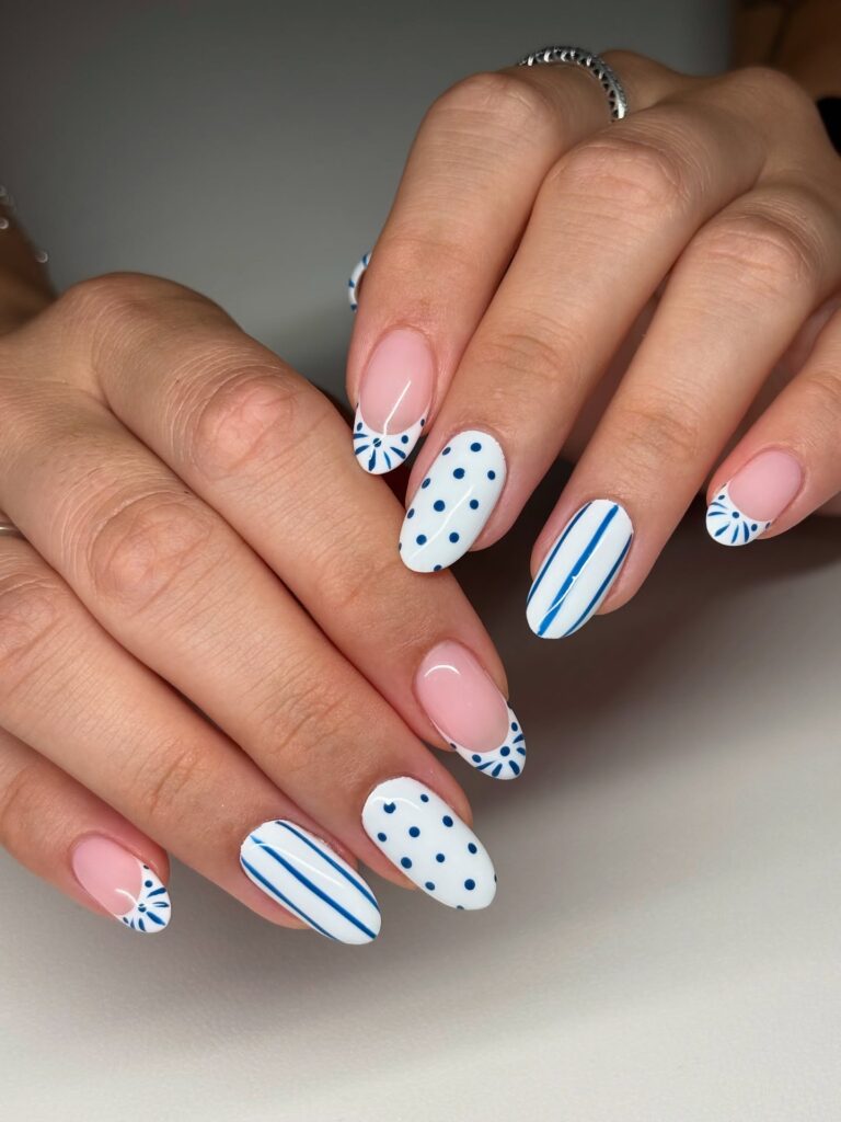 Blue Smoke Swirl nails