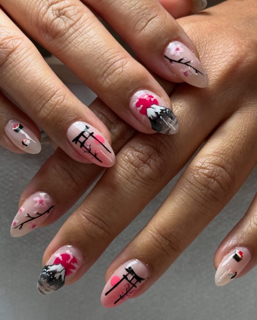 Sakura & Fuji nails