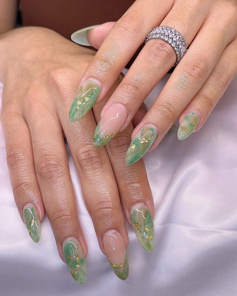 Jade Marble Tips nails