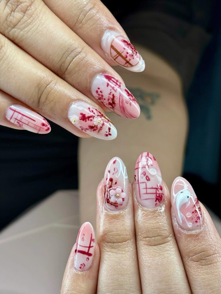 Plum Blossom Shoji nails