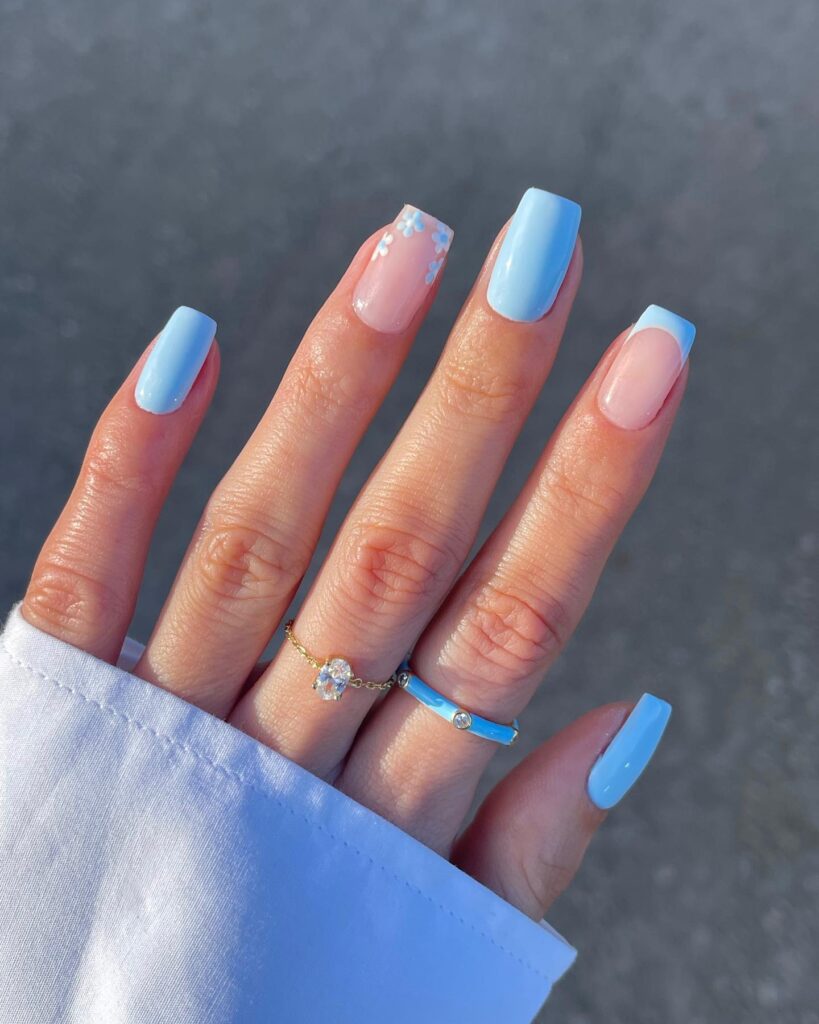 Blue Pearl Shimmer nails