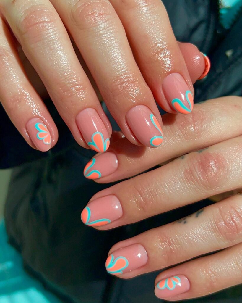 Coral Petal Tips nails