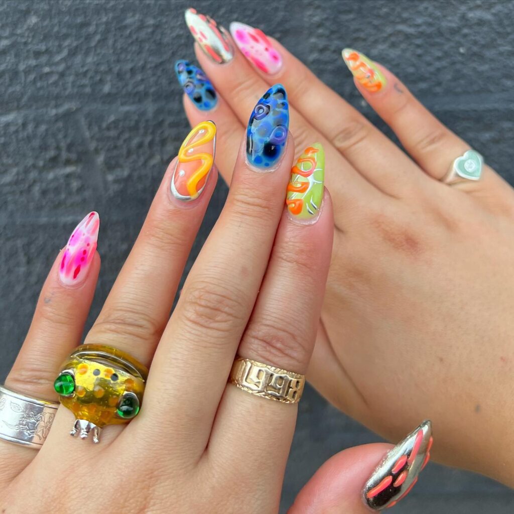 Neon Swirl Eclectic nails