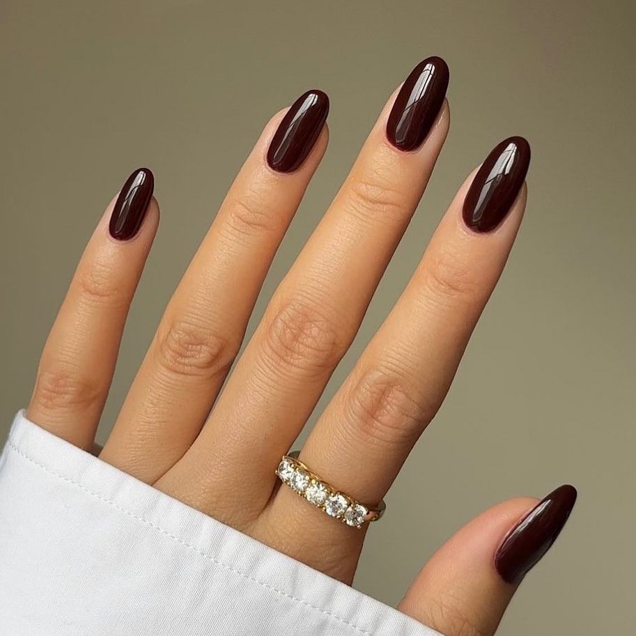 Dark Cherry Almond nails