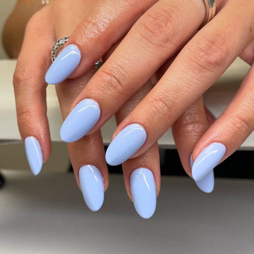 Powder Blue Almond nails