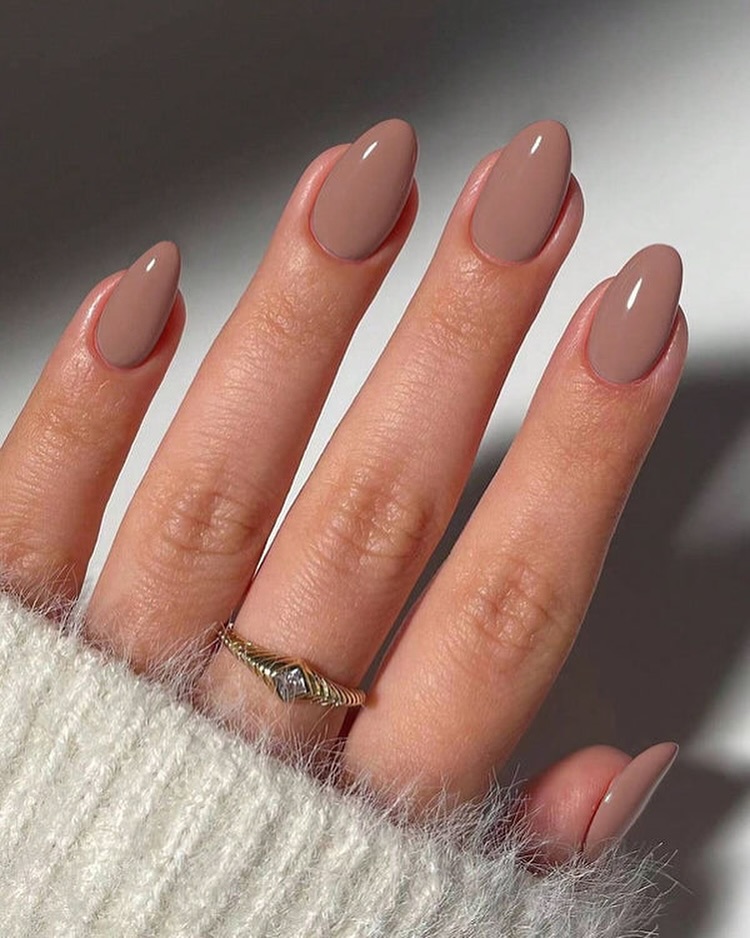 Muted Taupe Almond nails
