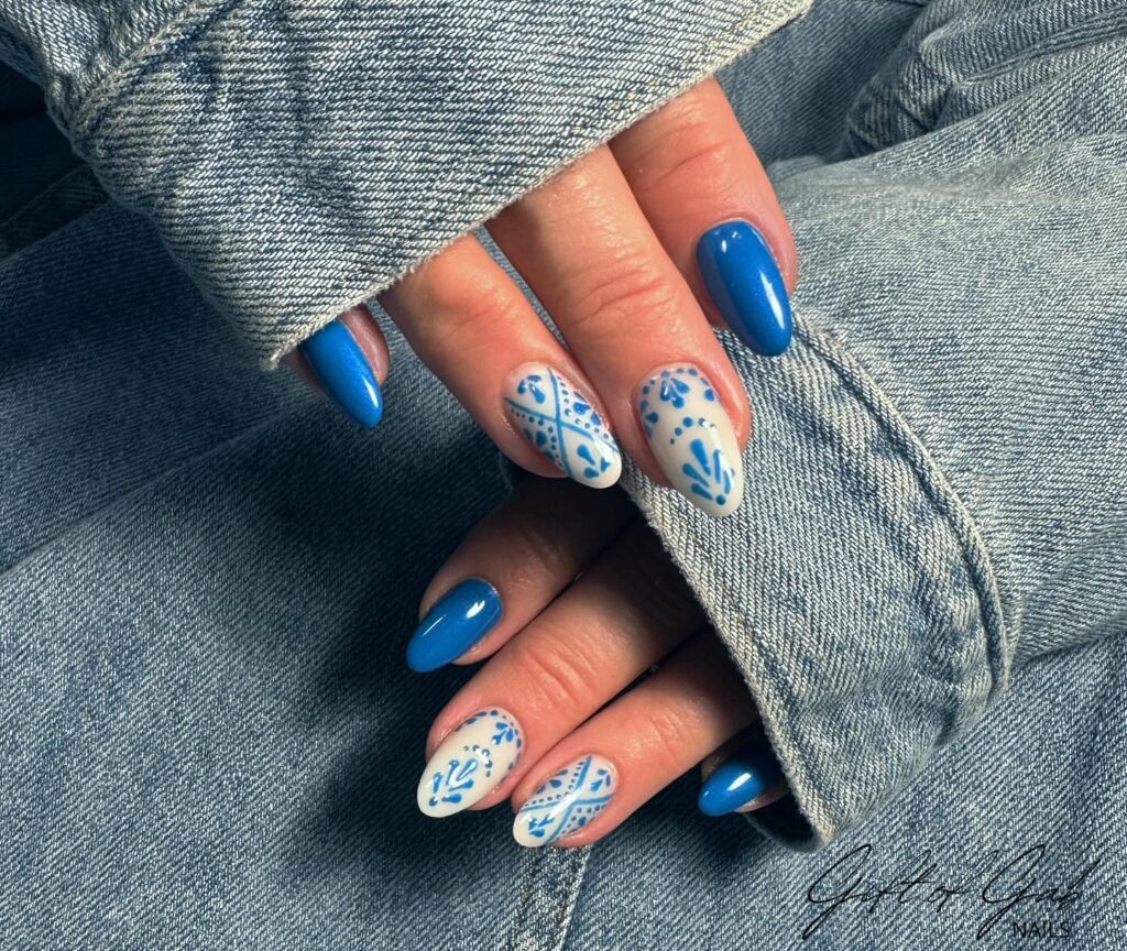 Blue Rose Garden nails