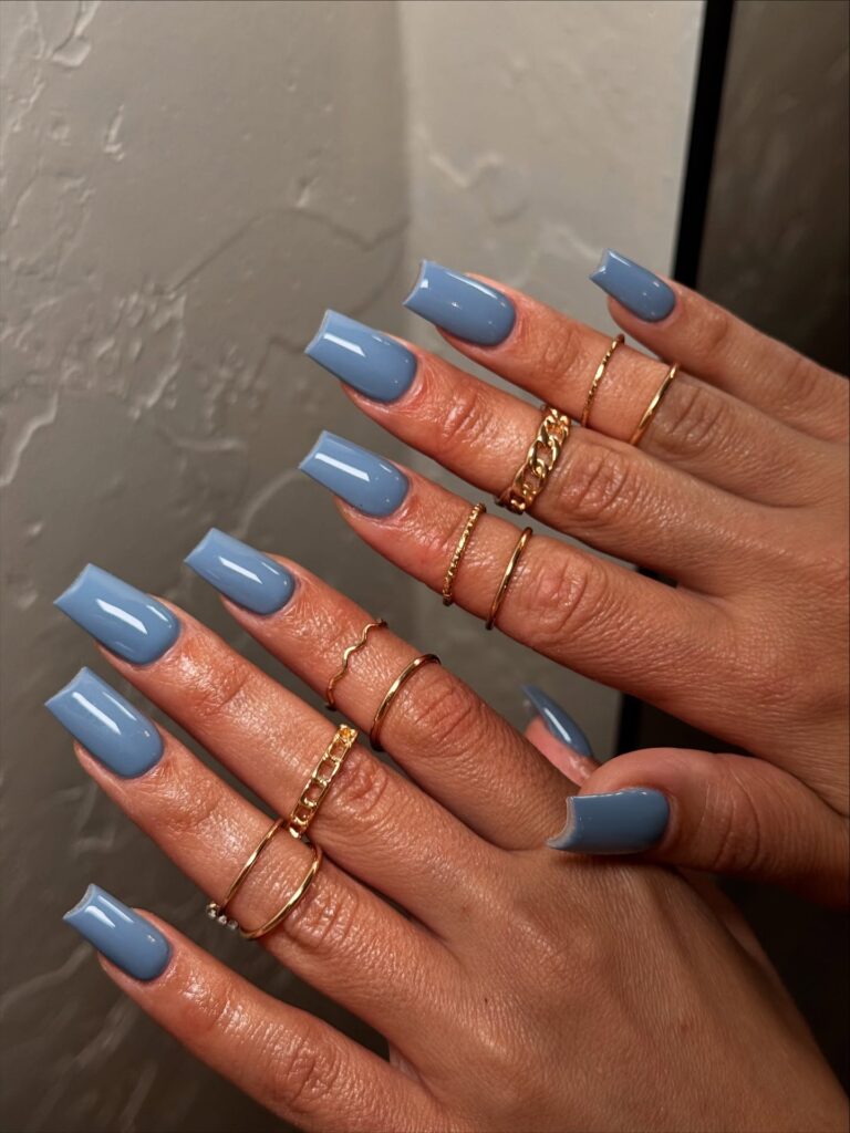 Cornflower Blue Coffin nails