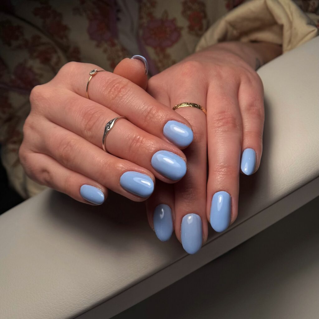 Sky Blue Rounded nails