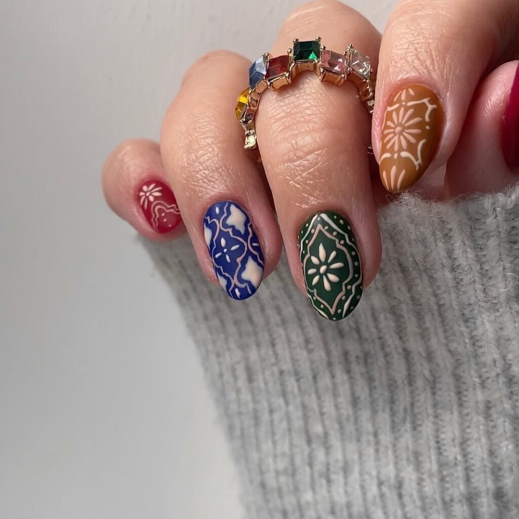 Jewel-Tone Tile nails