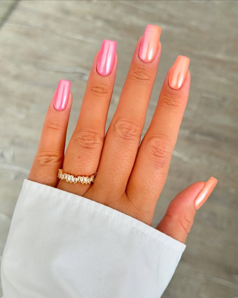 Pearlescent Chrome Duo nails