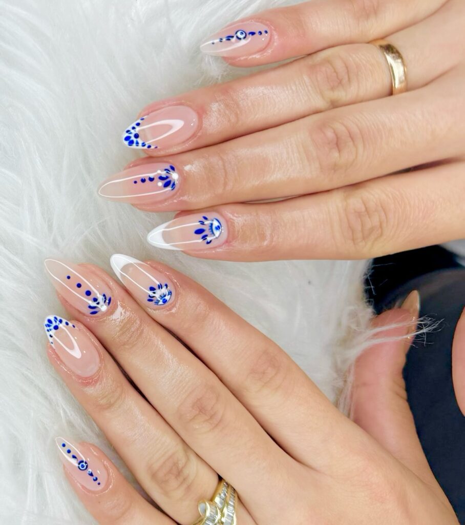 Porcelain Dot French nails