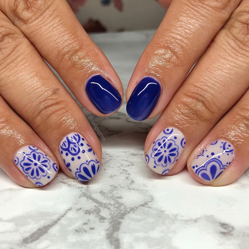 Periwinkle & Navy nails