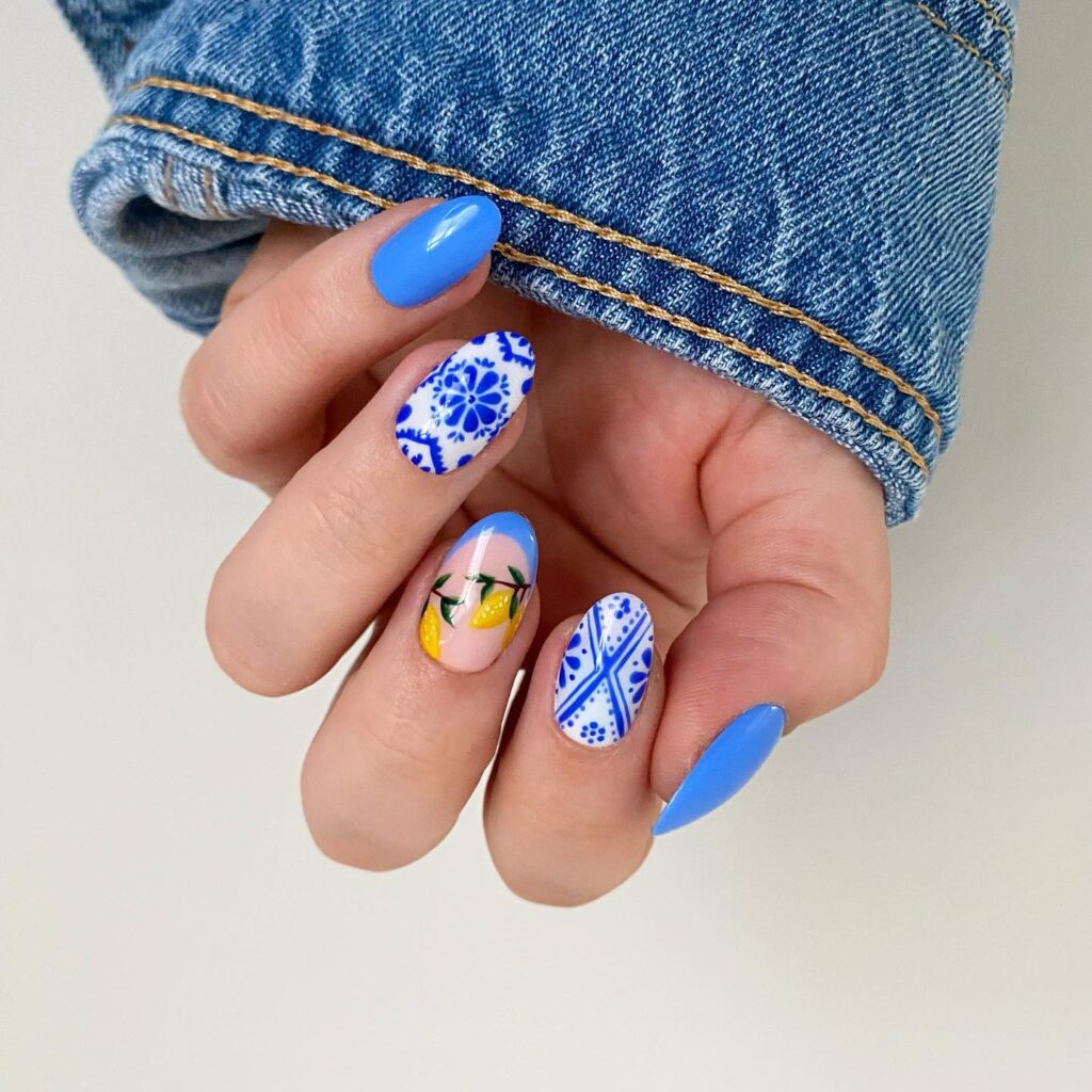 Blue Lemon Tile nails