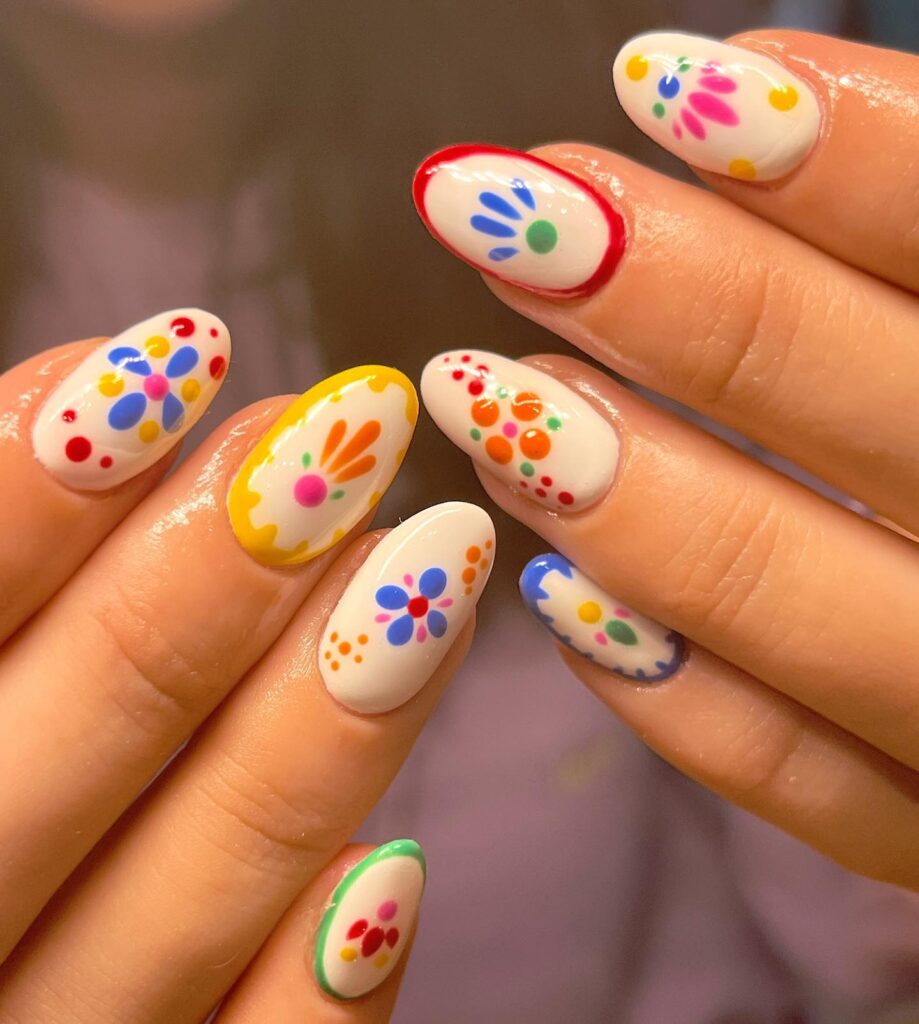 Rainbow Confetti Tile nails