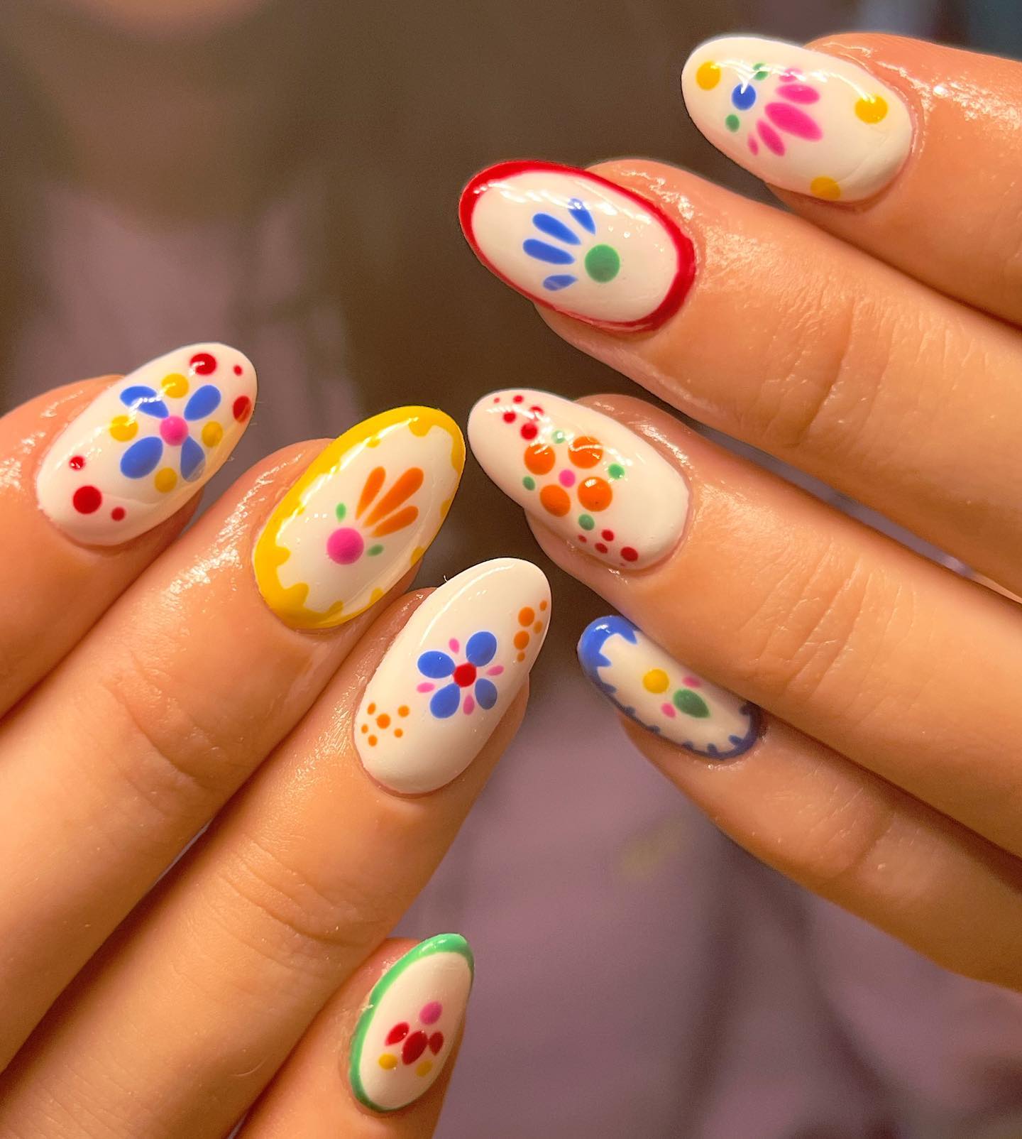 Rainbow Confetti Tile Nails