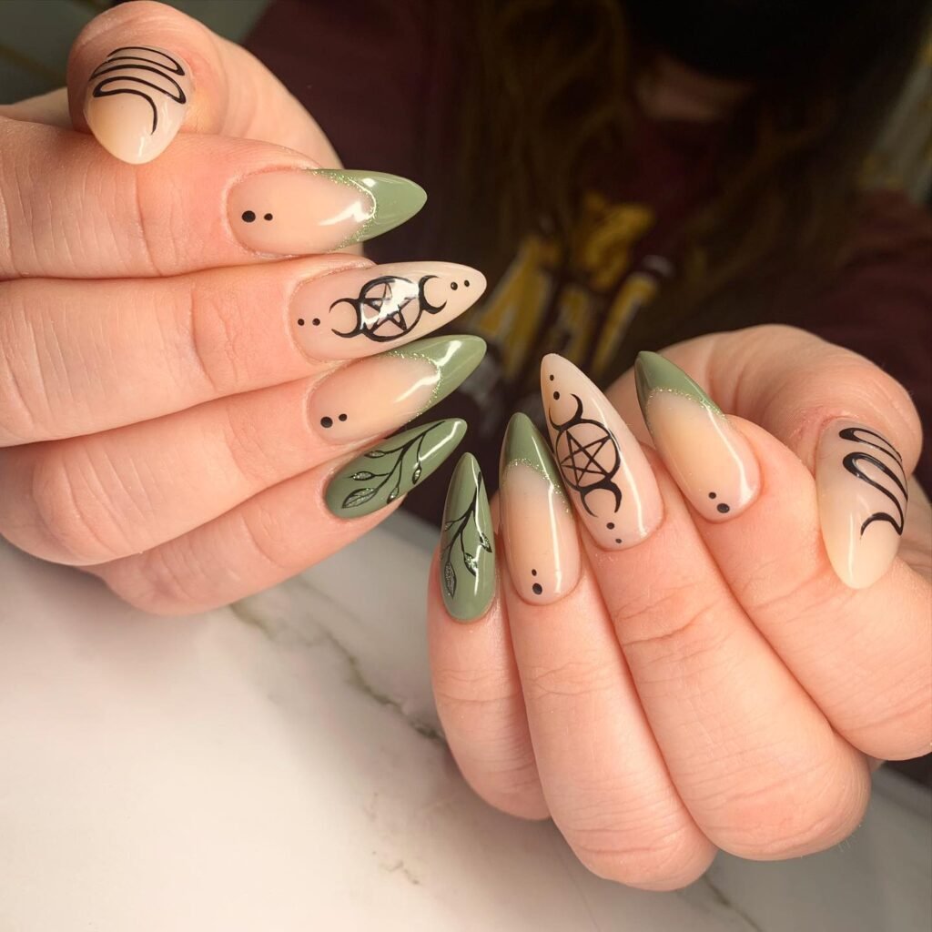 Sage Pentacle French nails