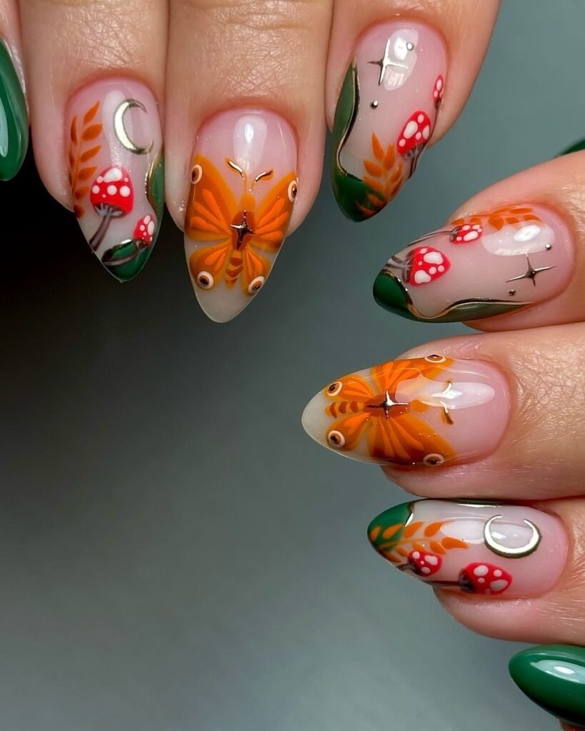 Forest Moth French nails
