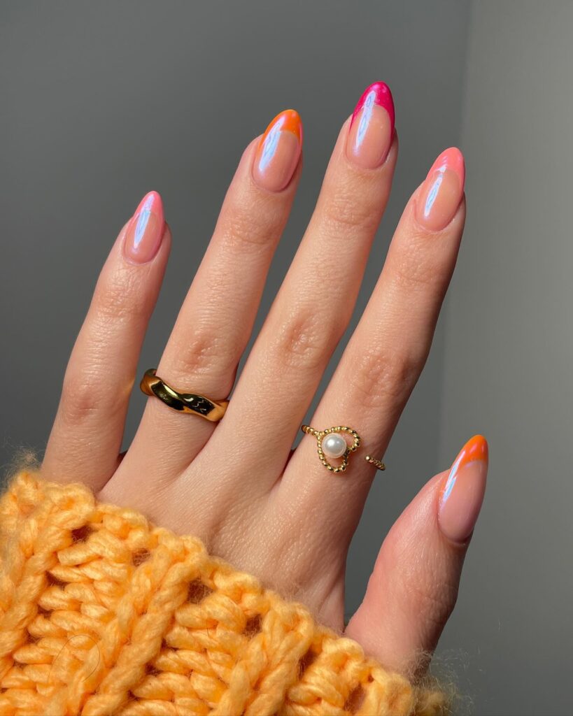 Almond French Mix nails