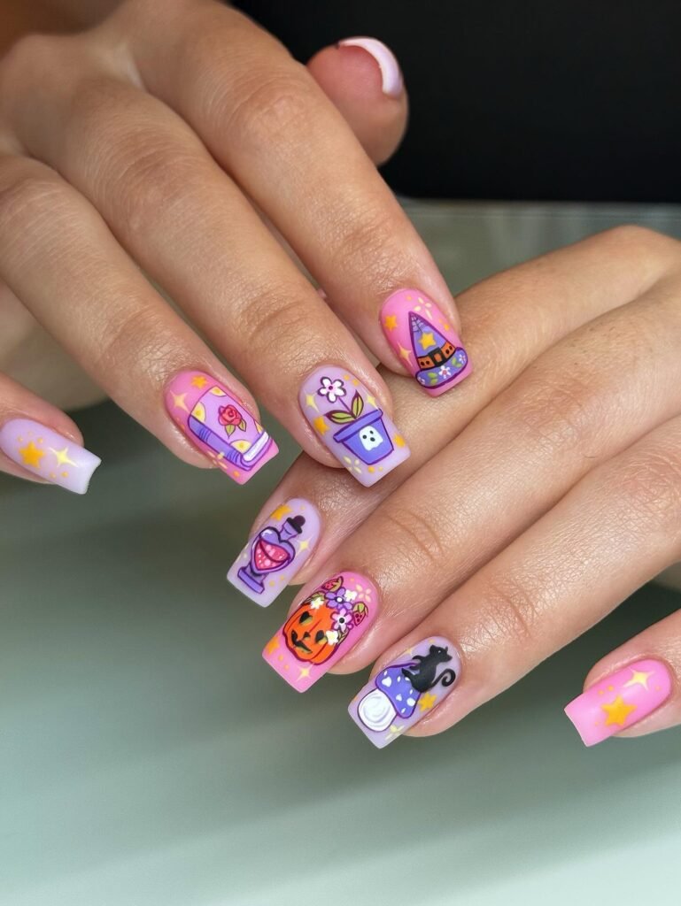 Pastel Witch Stickers nails