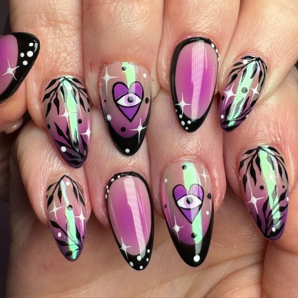 Evil Eye Ombre nails