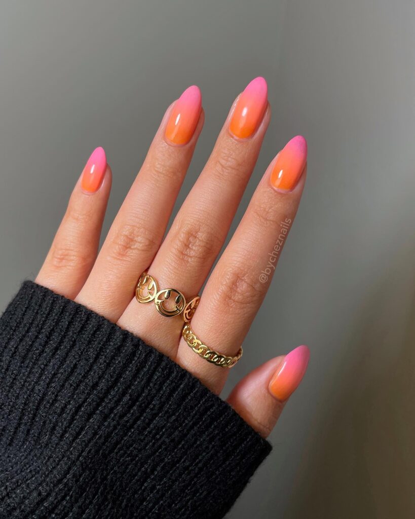 Sunset Gradient Almonds nails