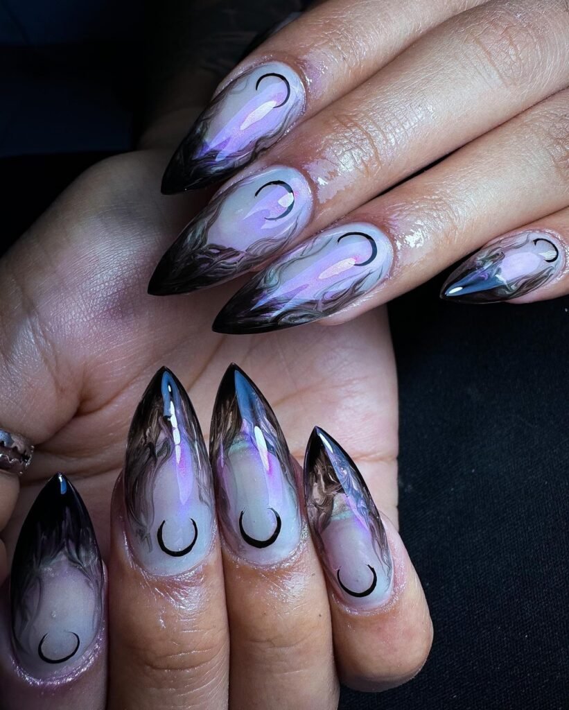 Smoke & Crescents nails