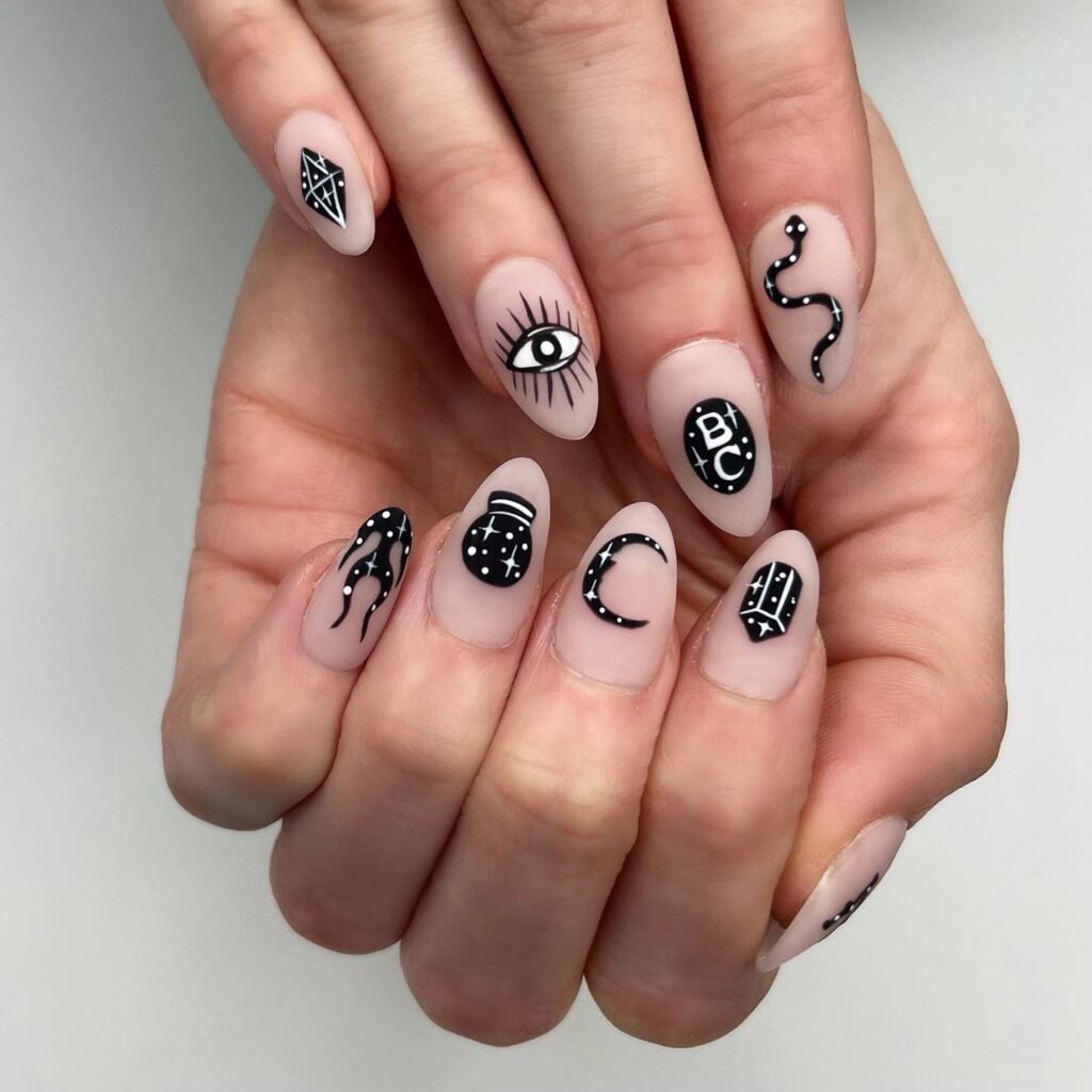 Matte Occult Icons nails