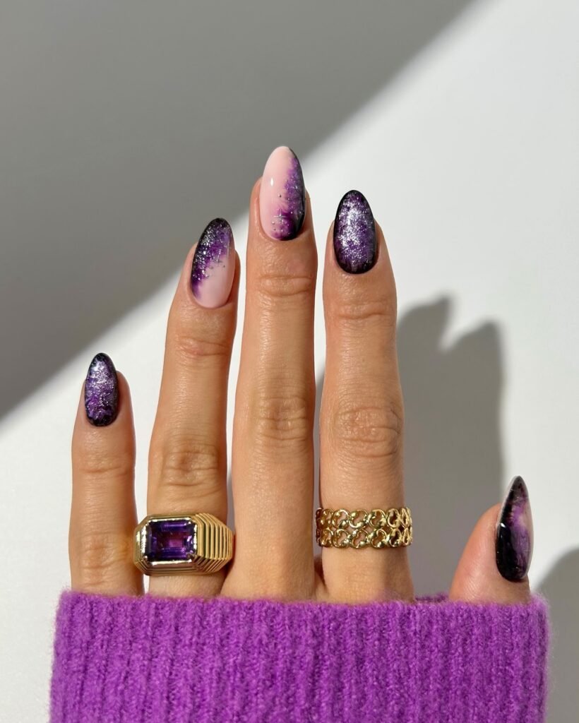 Violet Galaxy Haze nails