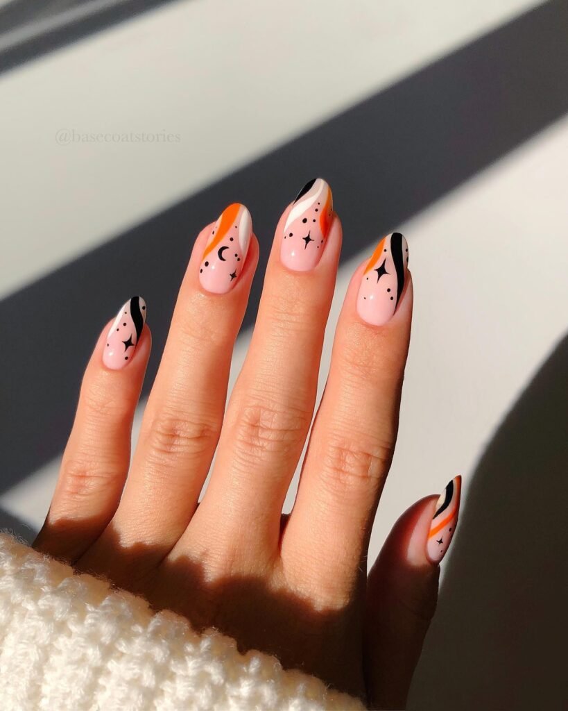 Abstract Celestial Swipe nails