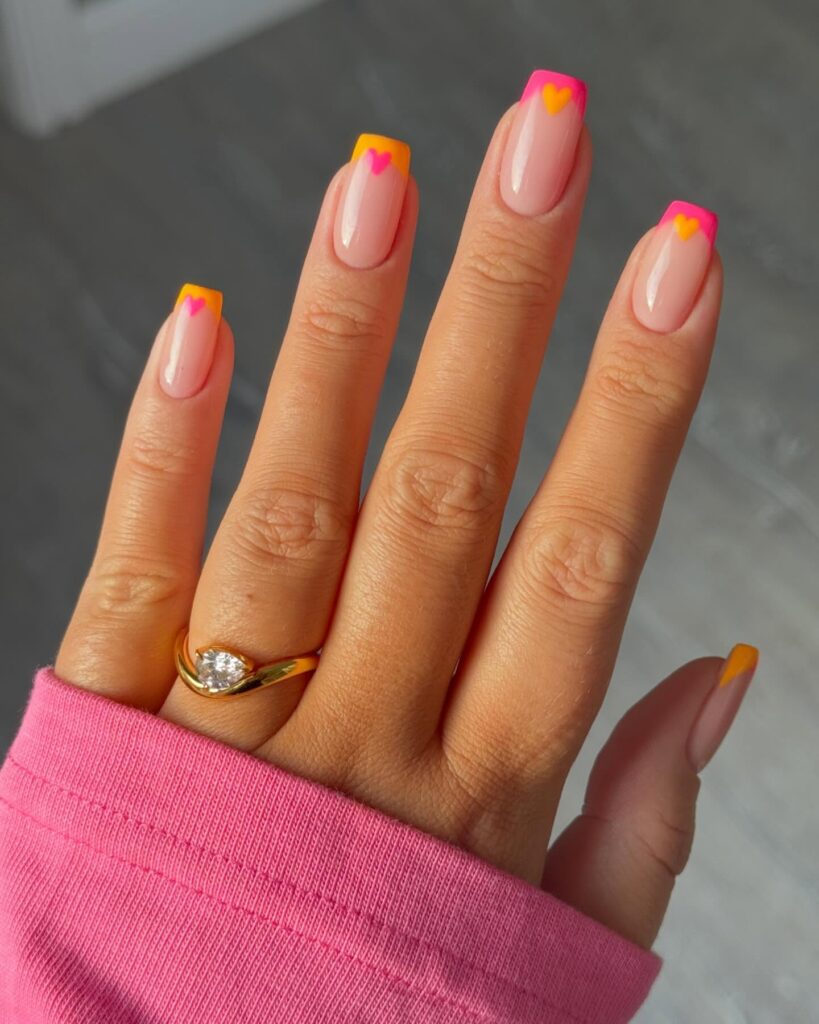 Heart French Tips nails