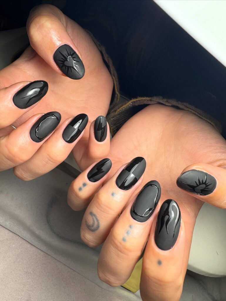 Dark Texture Mix nails