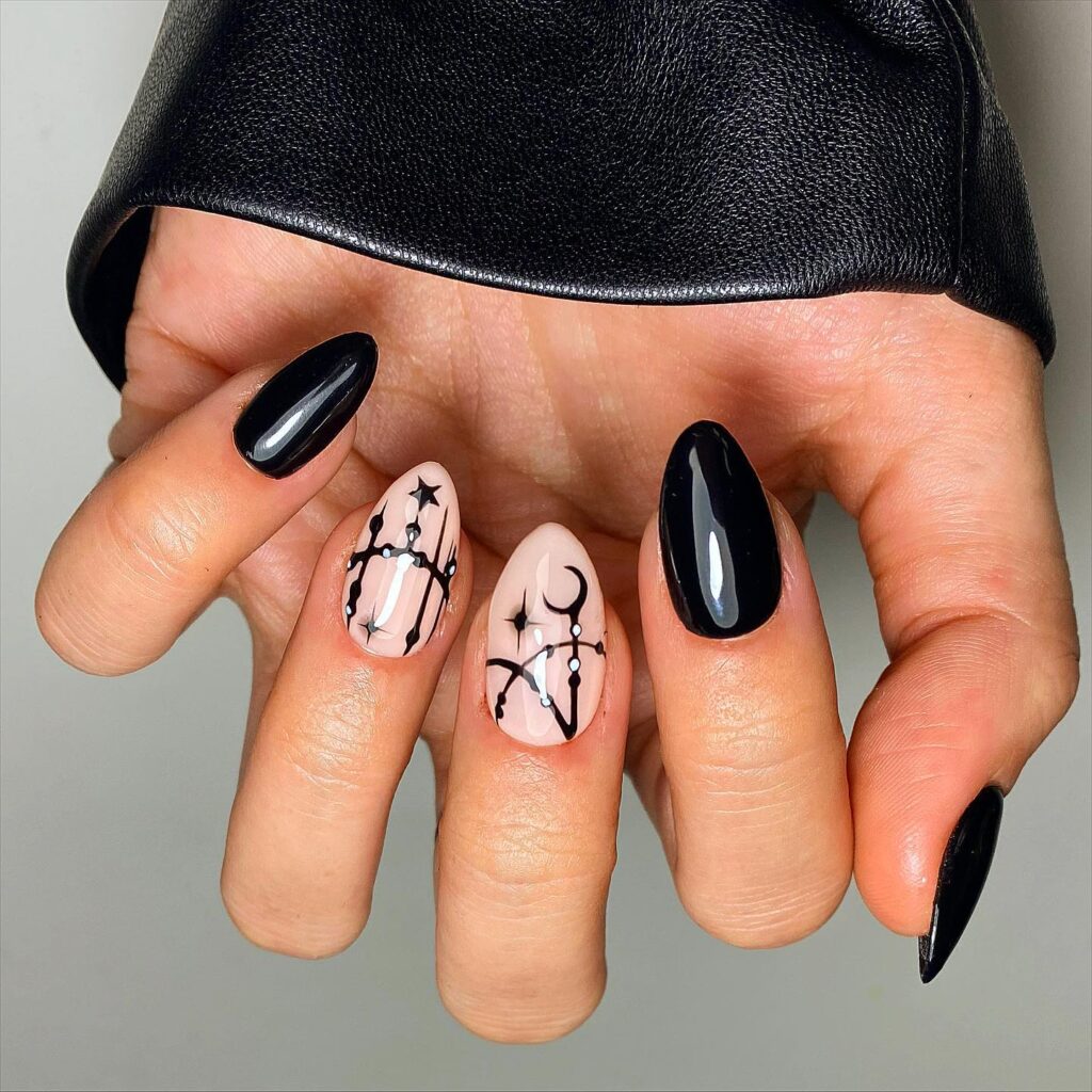 Constellation Map Almond nails