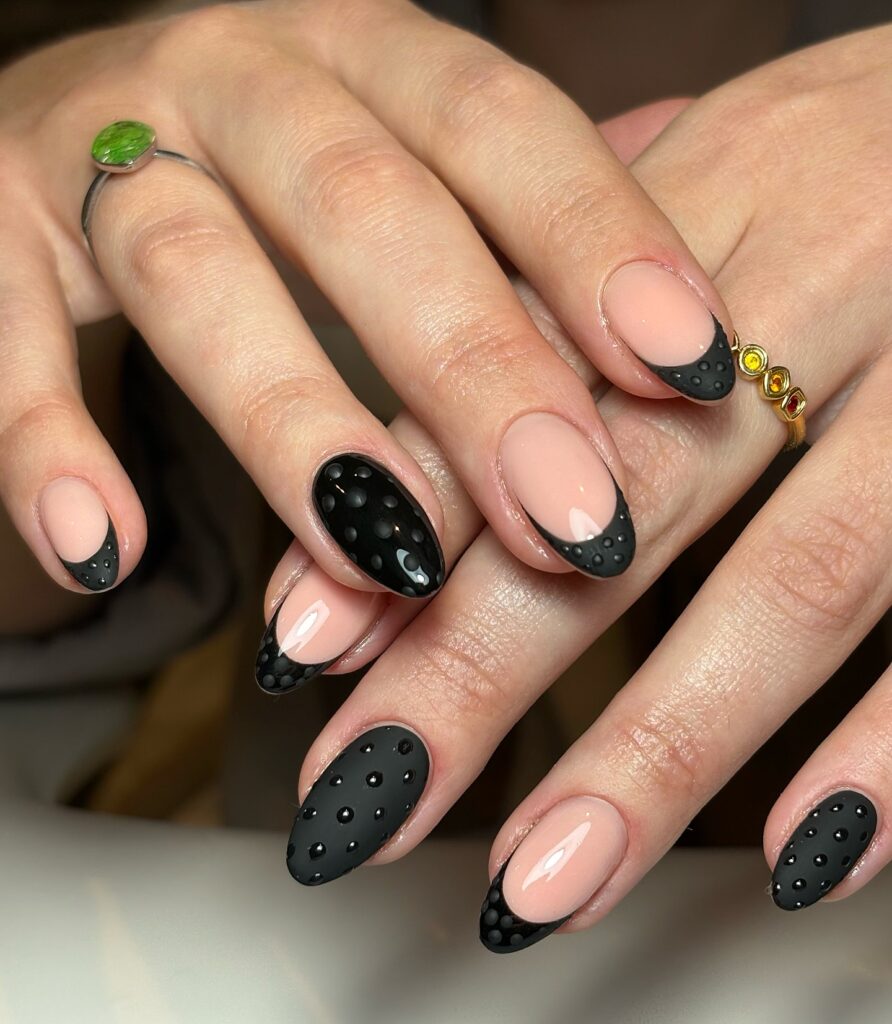 Black Caviar French nails